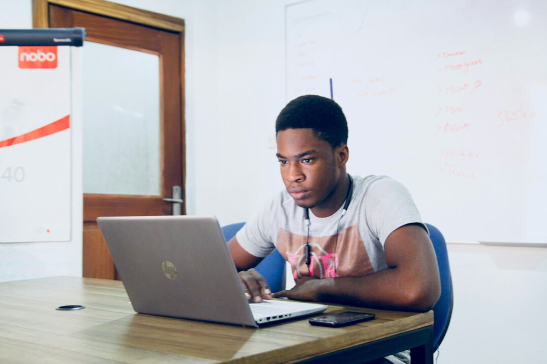 person taking online course